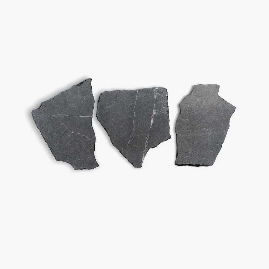 Paras Limestone three irregular dark grey stone samples by Tilemall