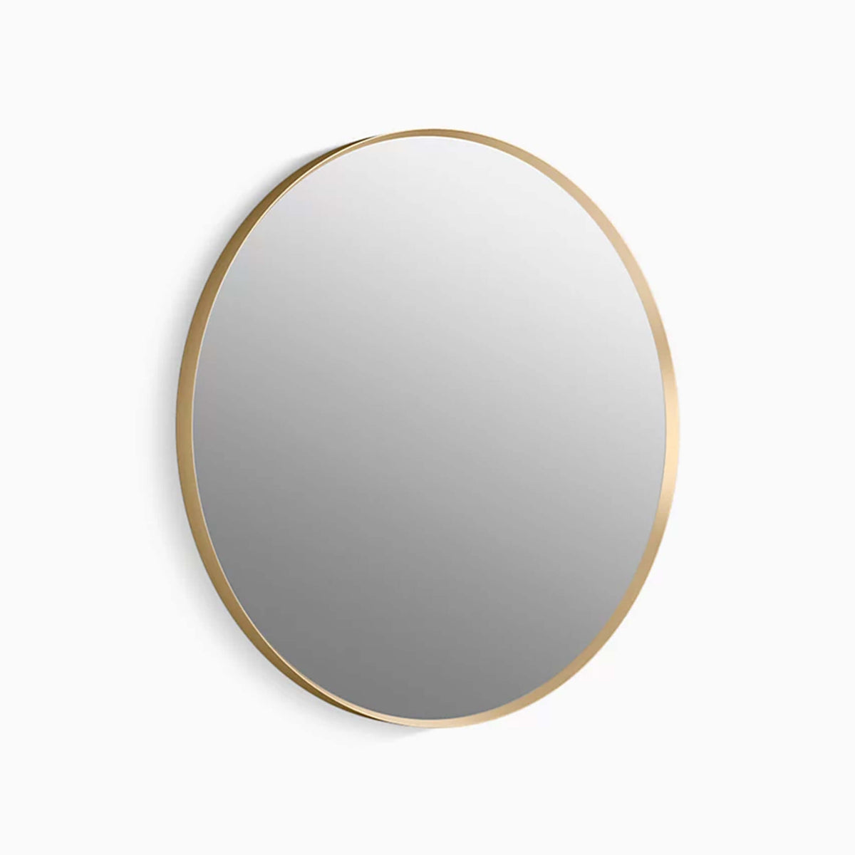 Oval framed bathroom mirror by Tilemall, Kohler Essential series in brushed gold finish