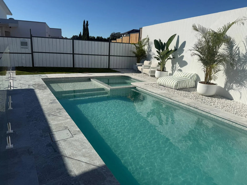 Tundra Grey Limestone natural stone surface and installation by Tilemall