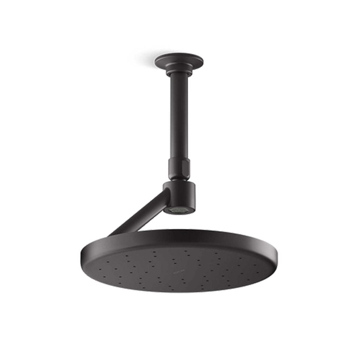 Kohler Statement matte black rain shower head with ceiling mount arm by Tilemall