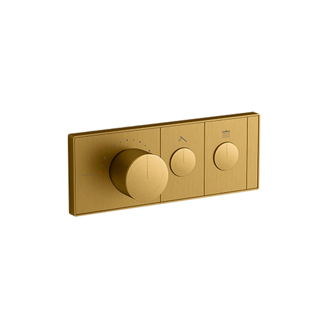 Anthem Recessed Mech Thermostatic Control with Two Outlet Brushed Brass Shower Kohler Default Title  