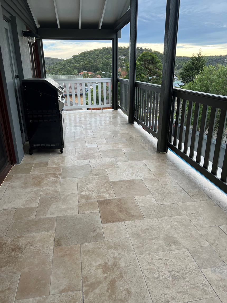 Classic Premium Travertine outdoor paving installation