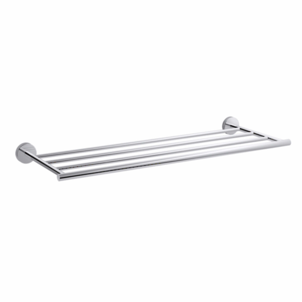 Kohler Elate chrome towel rack with multiple bars and circular wall mounts by Tilemall