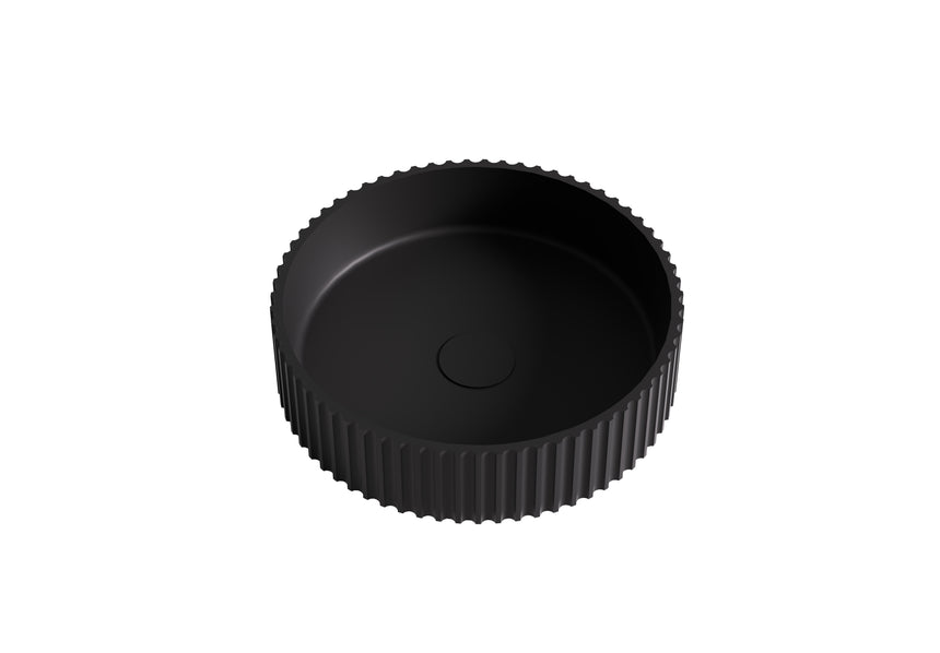 Lukka Olley 400x400mm matte black fluted solid surface above-counter basin by Tilemall