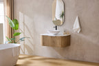 Agena Fluted Wood Grain Wall Hung Cabinet Prime Oak