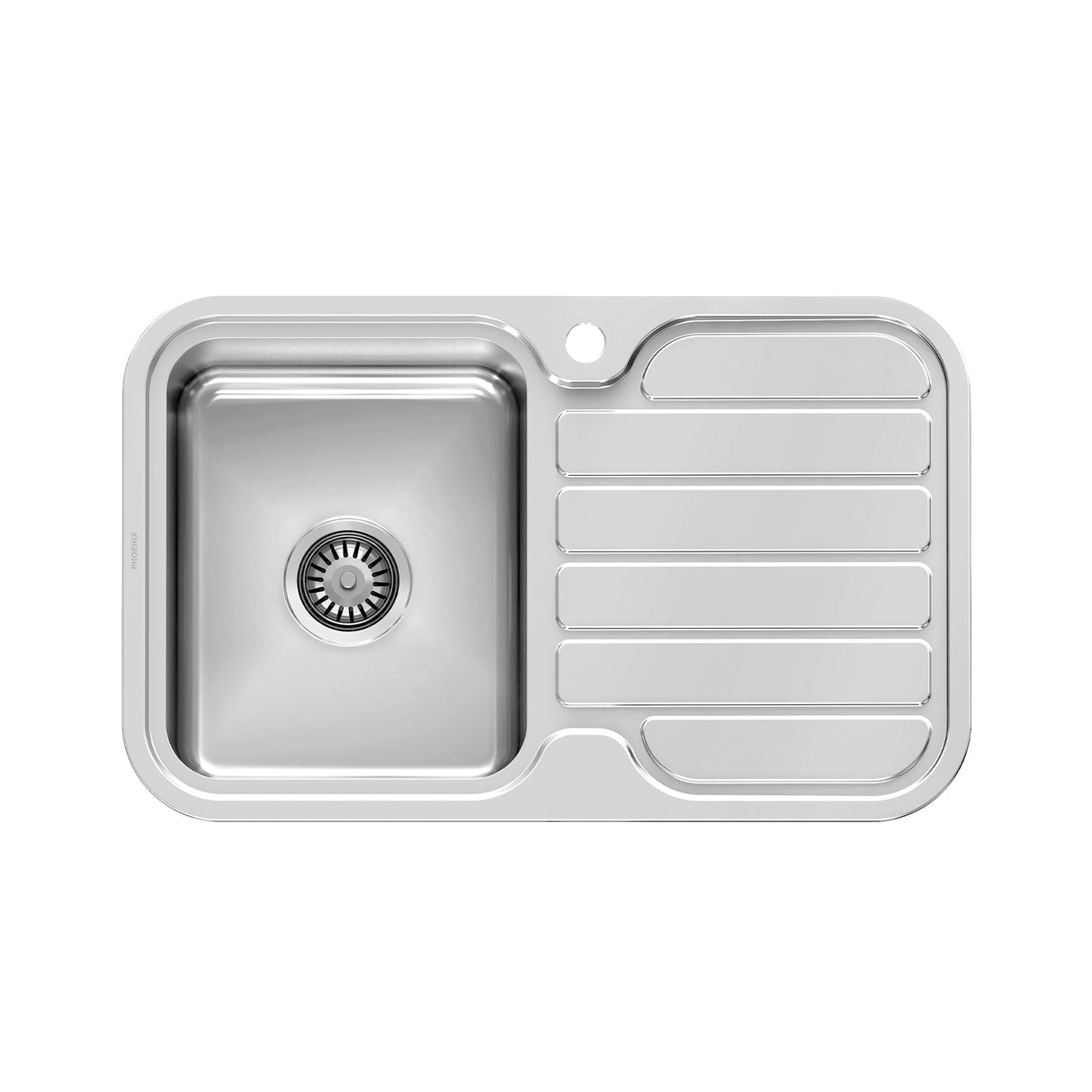 Phoenix 1000 Series Single L/H Bowl Sink W/-Drainer W/-Hole Stainless Steel 3D Viewer