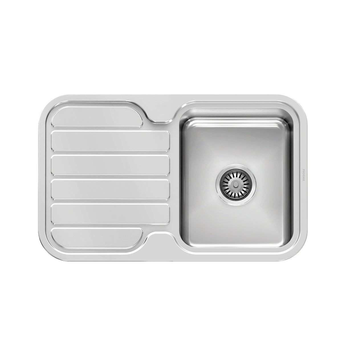 Phoenix 1000 Series Single Bowl Sink W/-Drainer No Hole Stainless Steel 3D Viewer