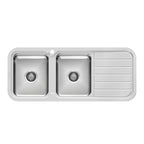 Phoenix 1000 Series Double L/H Bowl Sink W/-Drainer W/-Hole Stainless Steel