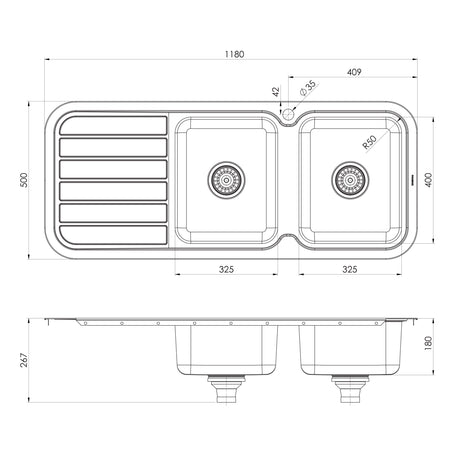 300-2211-1000-Series-Double-RH-Bowl-Sink-with-D