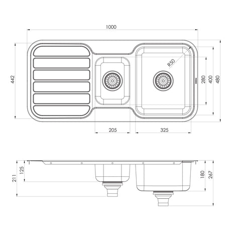 300-4301-1000-Series-1-1_3-Bowl-Sink-with