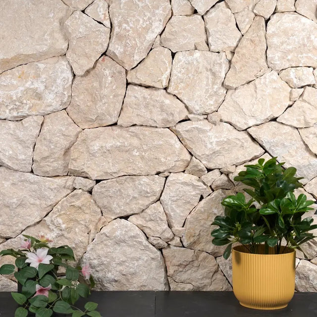 Isava organic walling with cream and beige split stone by Tilemall
