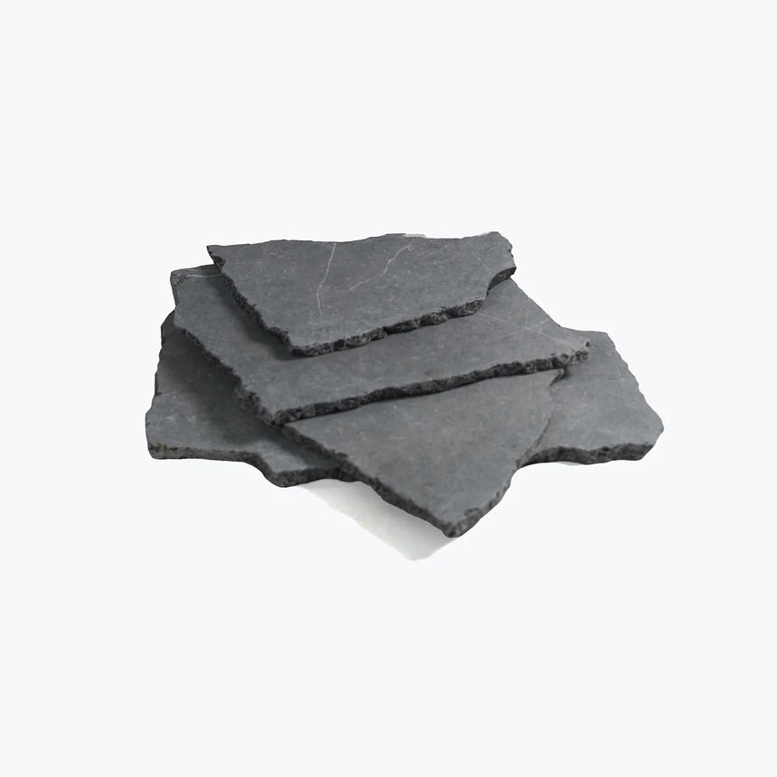 Paras Limestone stacked grey stone samples showing their edges by Tilemall