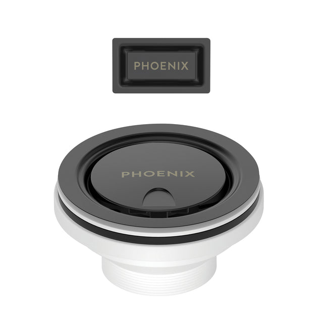 Phoenix 50mm Covered Sink Basket Waste & Overflow Matte Black, product view