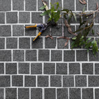 Raven Black Granite Mesh-backed Cobblestone Sheet Brick Bond 30mm