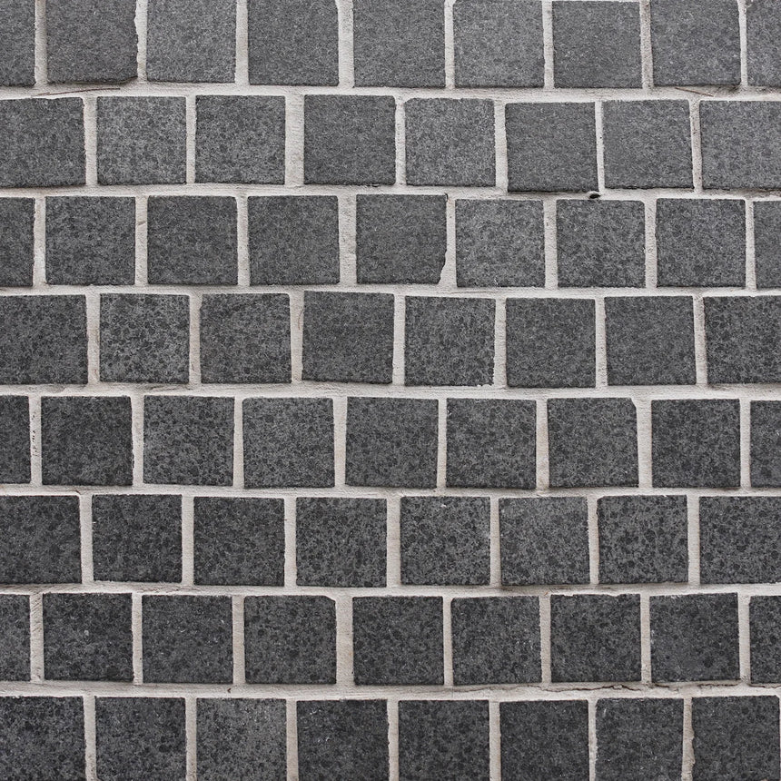 Raven Black Granite mesh-backed sheet layout by Tilemall