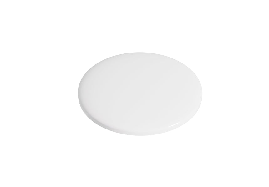 Lukka gloss white bathtub waste cap porcelain, overhead view showing oval profile by Tilemall
