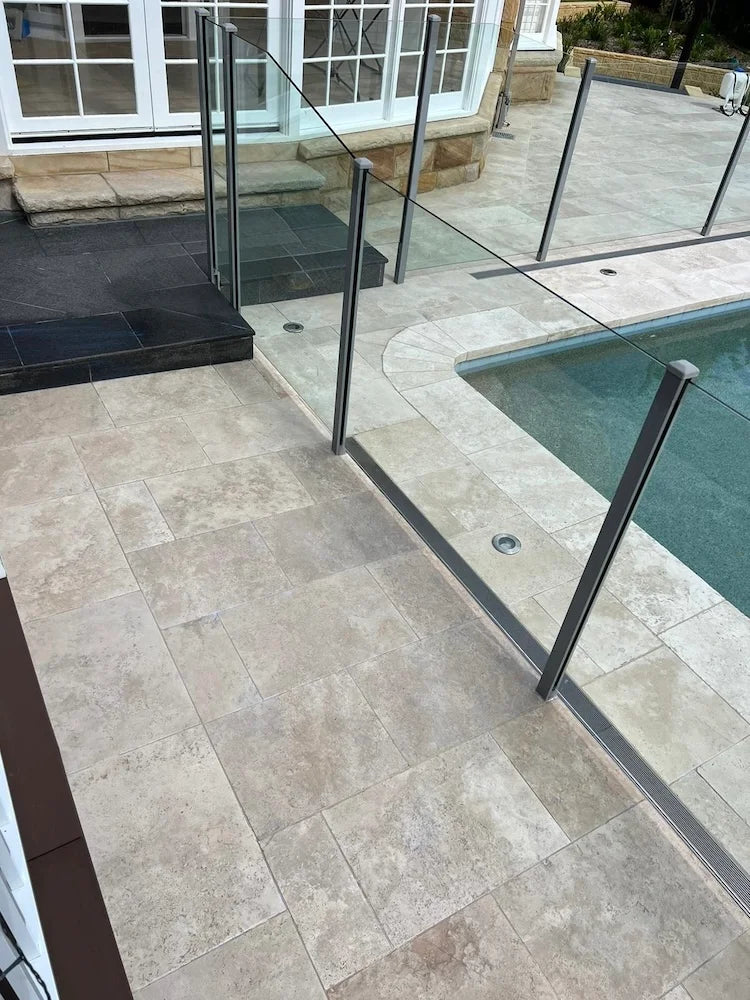 Classic Premium Travertine bullnose pool coping installation