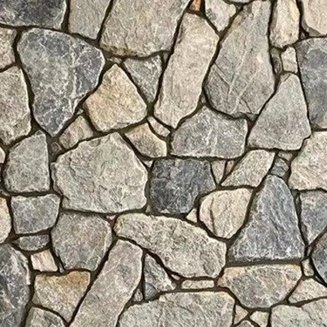 Mansoon organic walling with dark grey irregular stone — matching corner finish reference by Tilemall