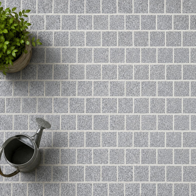 Silver Grey Granite mesh-backed sheet layout by Tilemall