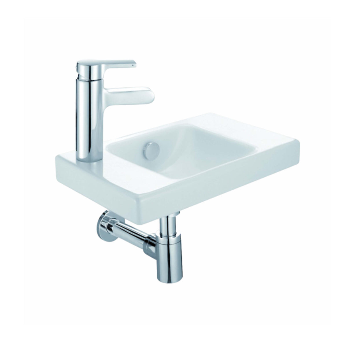 Kohler Reach wall-hung ceramic basin by Tilemall, rectangular white with chrome single-lever tap