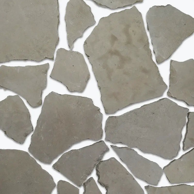 Oglio Limestone crazy paving with grey-beige limestone with pale joints by Tilemall