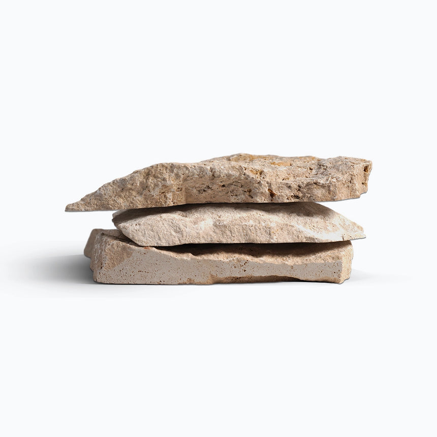 Casa Blanca stacked beige walling stones showing their edges by Tilemall