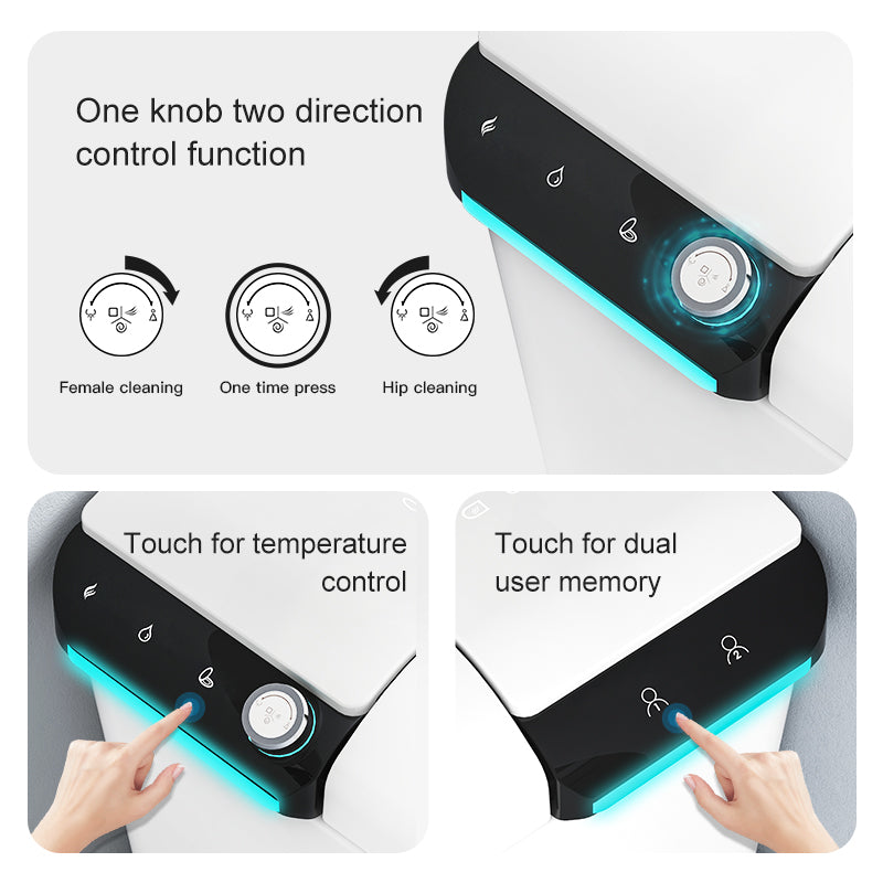 Lukka evo U1 smart seat control panel: one knob dual direction for female cleaning, one-time press, hip cleaning; touch by Tilemall