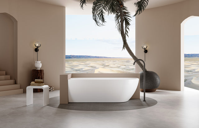 Lukka Ellips Free Standing Left Hand Corner Bath Overflow 1700mm Gloss White by Tilemall