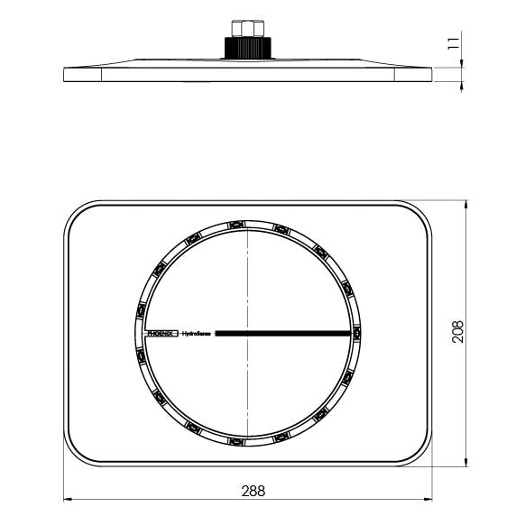 Phoenix NX Orli Shower Rose Chrome, technical line drawing with dimensions