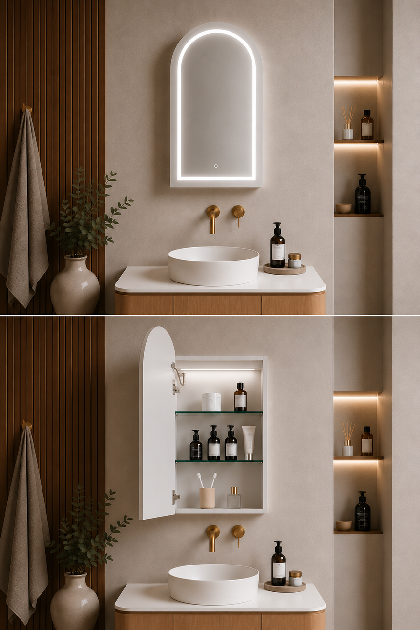 Lukka Allison Triple LED Shaving Cabinet black tiles arranged in multi-tile grid showing surface pattern variation by Tilemall (view 2)