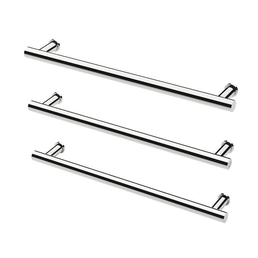 Phoenix Heated Triple Towel Rail Round 600mm Brushed Nickel, additional product view