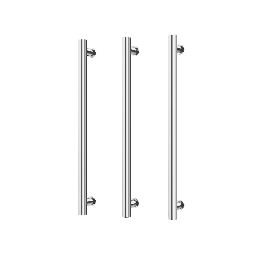 Phoenix Heated Triple Towel Rail Round 600mm Brushed Nickel, additional product view
