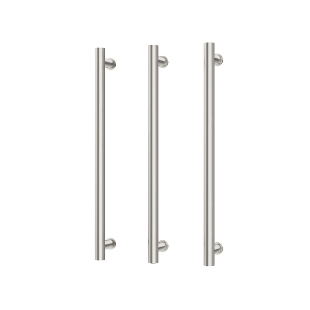 Phoenix Heated Triple Towel Rail Round 600mm Brushed Nickel, product view