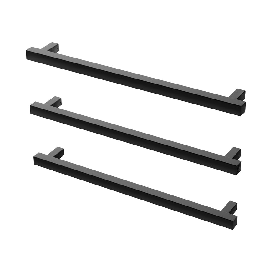 Phoenix Heated Triple Towel Rail Square 600mm Matte Black, additional product view