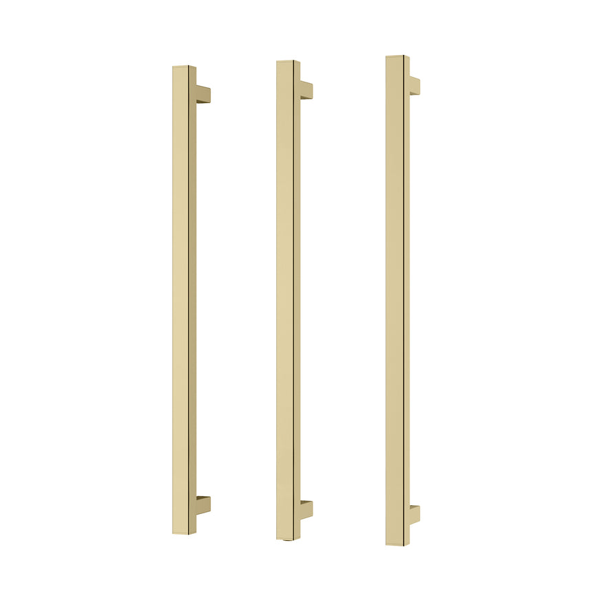 Phoenix Heated Triple Towel Rail Square 800mm Brushed Gold, product view