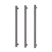 Phoenix heated triple towel rail square 800mm brushed carbon by Tilemall, three vertical bars with square profile