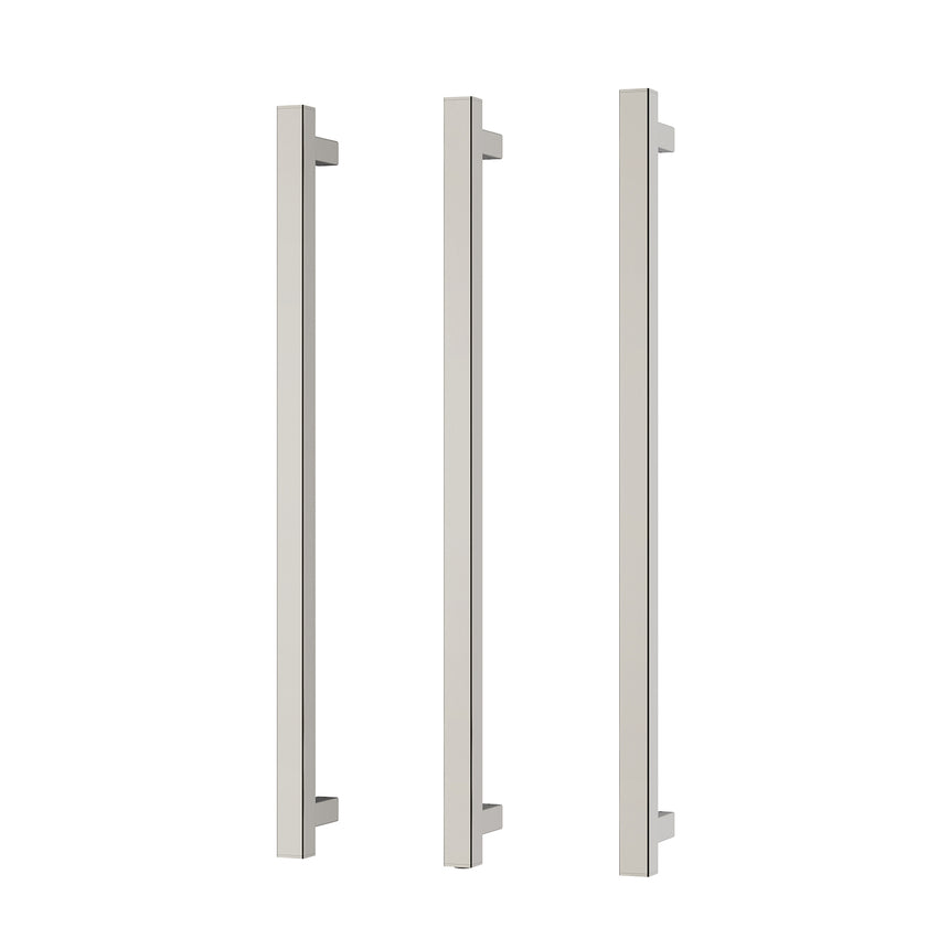 Phoenix Heated Triple Towel Rail Square 800mm Brushed Nickel, product view