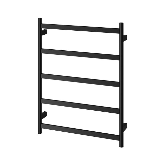 Phoenix Five Flat Bar Heated Towel Ladder 550mm x 740mm Matte Black, product view