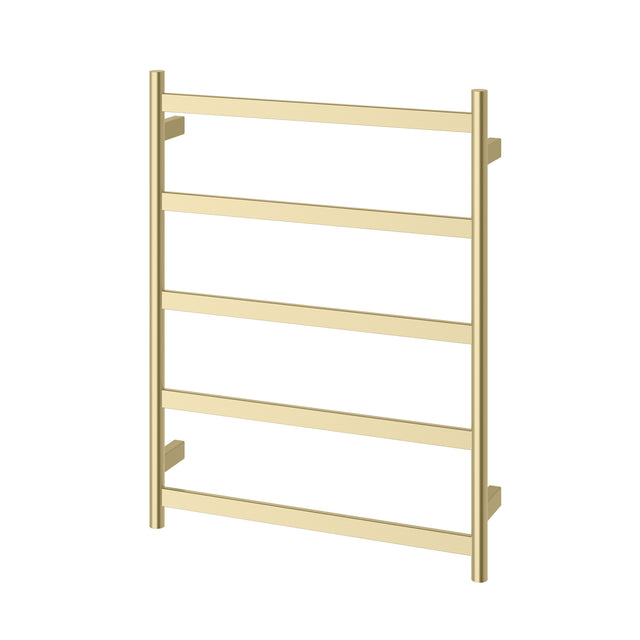 Phoenix Five Flat Bar Heated Towel Ladder 550mm x 740mm Brushed Gold, product view