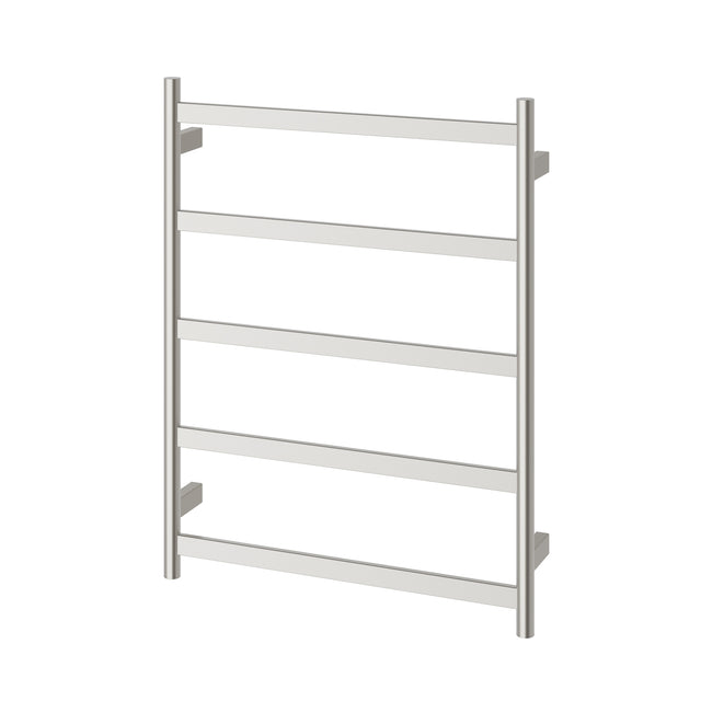Phoenix Five Flat Bar Heated Towel Ladder 550mm x 740mm Brushed Nickel, product view