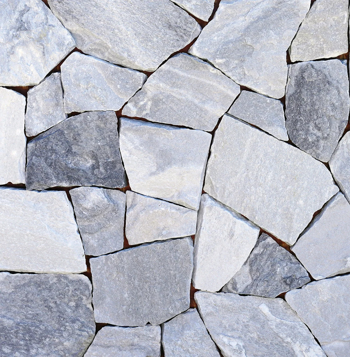 Sarohi Grey organic walling with pale blue-grey split stone — matching corner finish reference by Tilemall