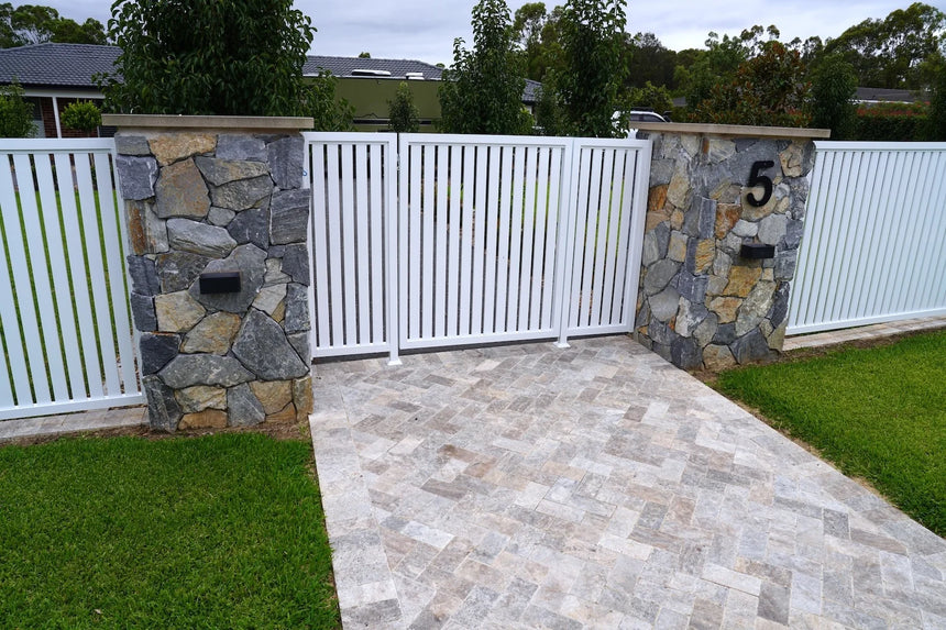 Silver Travertine natural stone surface and installation by Tilemall