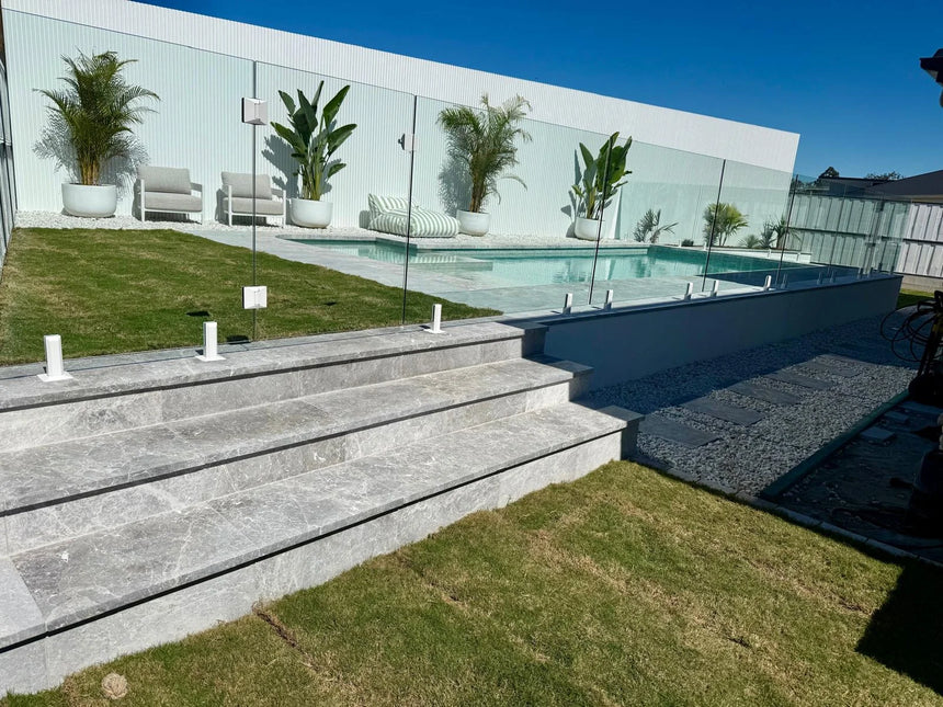 Tundra Grey Limestone natural stone surface and installation by Tilemall