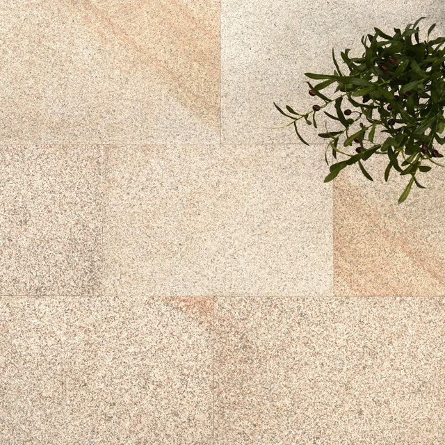 Honey Jesper Granite natural stone surface and installation by Tilemall