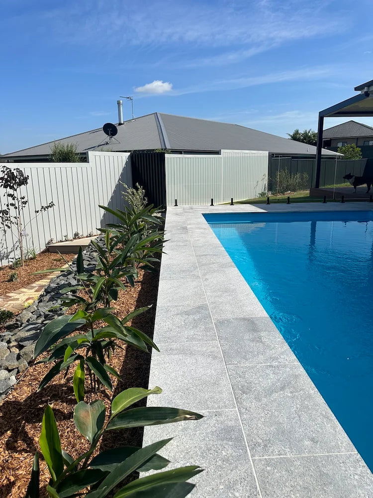 Ocean Grey Granite natural stone surface and installation by Tilemall