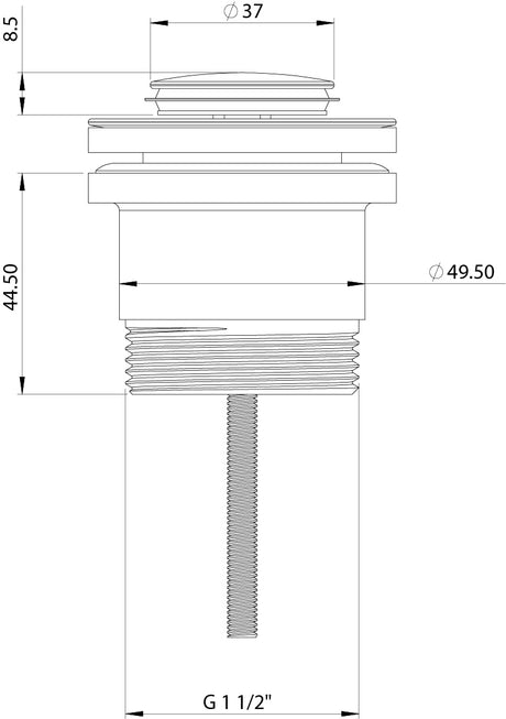 800-8910-40mm-Pop-Up-Flat-Universal-Waste-Line-Drawing