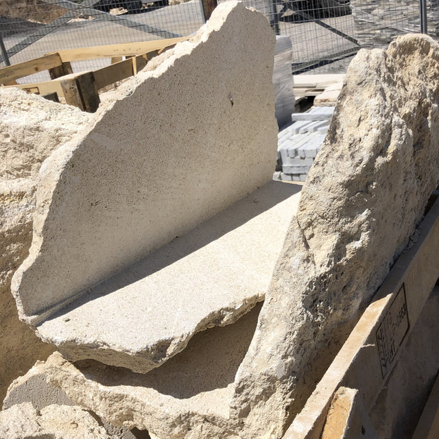 Basra L-shaped stone walling corner pieces showing the return and reverse faces by Tilemall