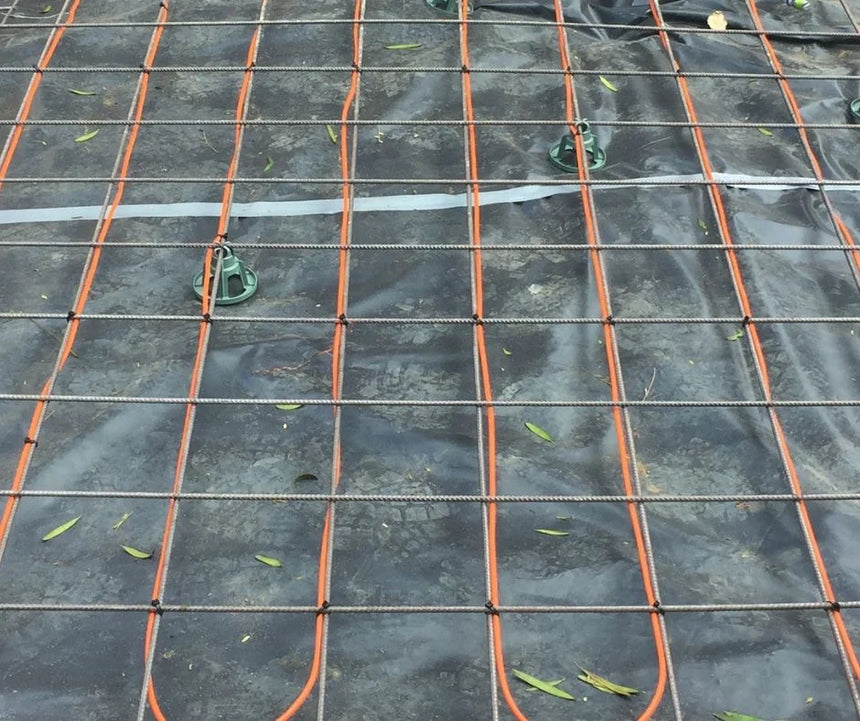 Coldbuster in-slab heating cable secured to reinforcement