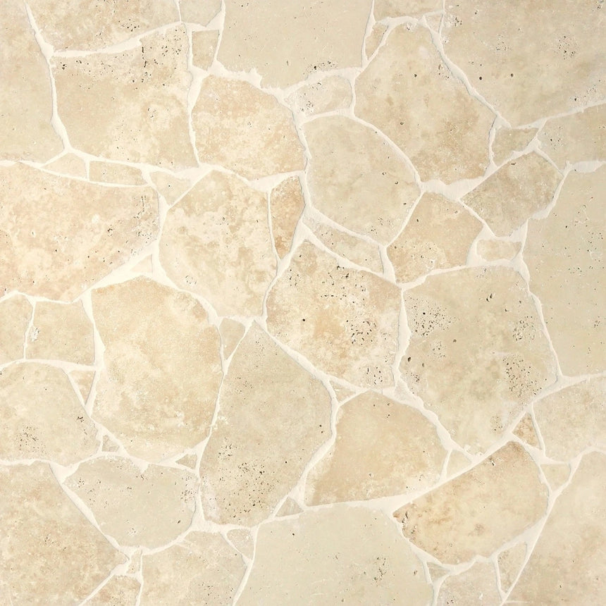 Ivory Premium cream irregular paving with pale joints by Tilemall