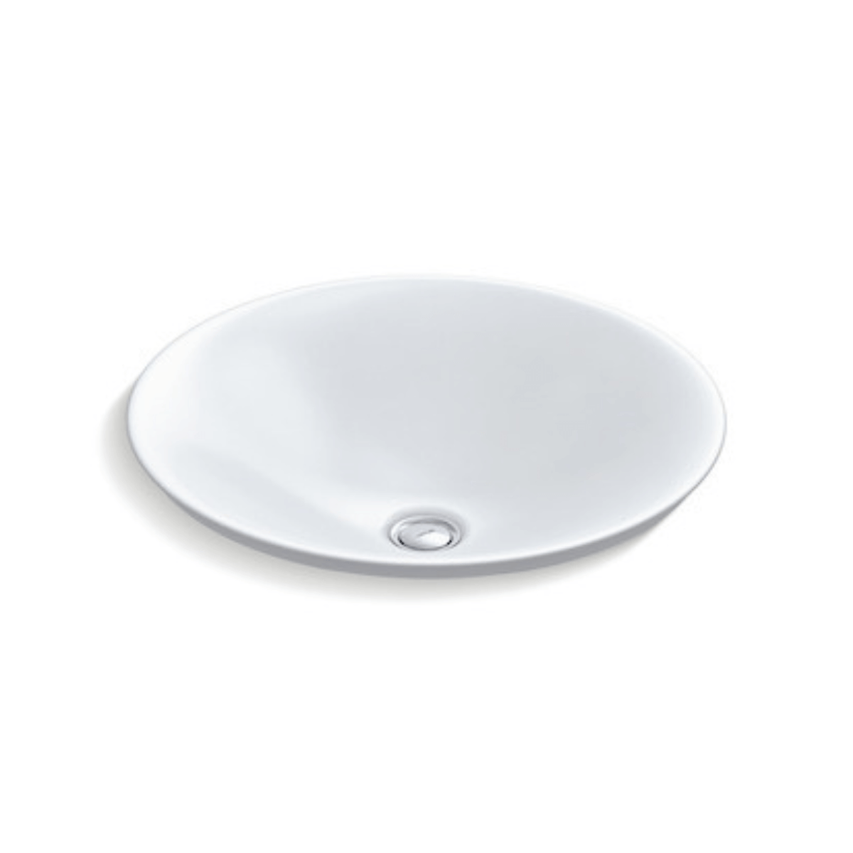 Kohler Carillion round above-counter ceramic basin by Tilemall, glittering snow white with single tap hole